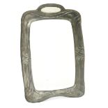 An Osiris Secessionist pewter easel backed mirror, model no 021, swollen rectangular form, set