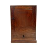 A walnut desk cabinet designed by Peter Waals, rectangular with drawer below hinged panel