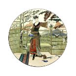 A rare Burmantofts Faience wall charger by William Neatby, dated 1887, painted with a Geisha feeding