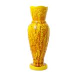 A Burmantofts Faience floor vase, model no. 412, slender, shouldered form, cast in low relief with