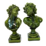 A pair of Burmantofts Faience pottery busts by Victoriano Codina Langolin (1844-1911), dated 1870