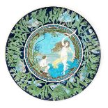 A rare large Burmantofts Faience Anglo-Persian charger by Leonard King, painted to the well with