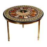 A late 19th century Italian pietra dura and specimen marble table top, the centre decorated with a