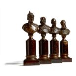 A group of four German bronze portrait busts, including: Kaiser Wilhelm I after Keil, signed and