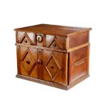 A Charles II chestnut or walnut boarded writing box, with a hinged lid above a vacant interior,