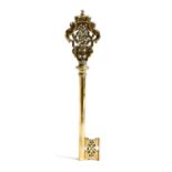 A rare German gilt bronze chamberlain's key, the pierced bow with a crown surmount with an orb