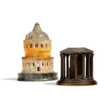 A 19th century Italian alabaster Grand Tour model of the Baptistry at Pisa, on a green marble base