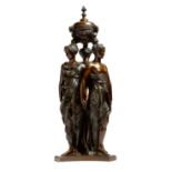 After Germain Pilon (French 1525-1590). A late 19th century bronze figural group of the Three