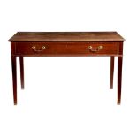 A George III mahogany side table, the rectangular top with a moulded edge, above a frieze drawer