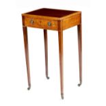 A George III mahogany occasional table, with satinwood banding and inlaid with stringing, with a