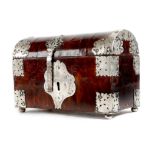 λ A Dutch colonial tortoiseshell and silver mounted casket, with finely engraved decoration of