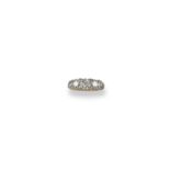 A diamond five stone ring, the five graduated old circular-cut diamonds set with eight small rose-