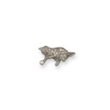 A late Victorian kitten brooch, the realistically formed kitten is pave-set with rose-cut diamonds