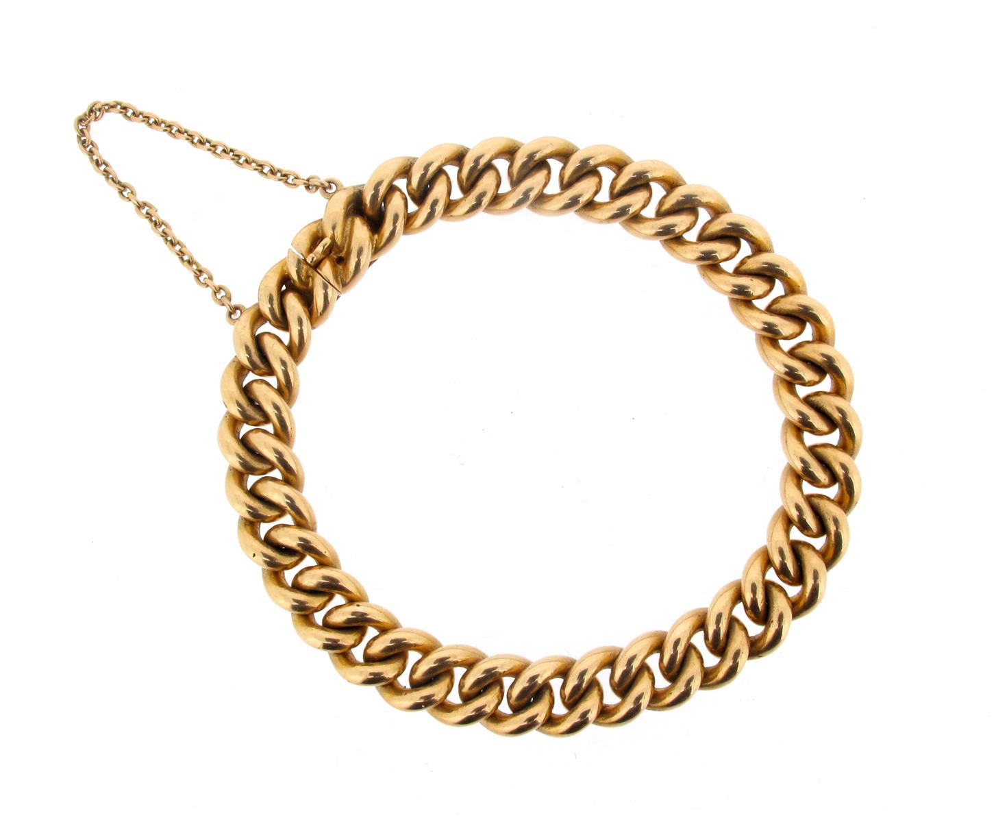 An 18ct gold curb link bracelet, 58g. 18.5 cm.