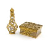 An 18th century gold-mounted agate snuff box, unmarked circa 1760, rectangular form, incurved sides,