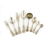 A collection of silver King's pattern, Queen's pattern and King's Hourglass pattern flatware,