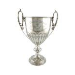 A late-Victorian regimental silver two-handled trophy cup, by H. Atkins, Sheffield 1897, urn form,