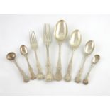 A collection of silver King's pattern flatware, various dates and makers, comprising: seventy-two