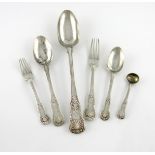 A collection of George IV silver King's pattern flatware, by W. Chawner, London 1825/26, comprising: