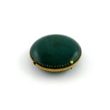 An 18th century gold mounted shagreen watch case, unmarked, circular form, the hinged cover and base