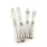 A collection of silver King's pattern fish knives and forks, comprising: twenty-two fish knives by