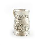 A George III silver mug, by Fuller White, London 1764, baluster form, leaf capped scroll handle,