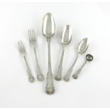 A collection of George III/IV silver King's pattern flatware, by Richard Poulden, London 1818/25,