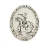 A 19th century silver badge, unmarked, one side engraved with a badge of Oxfordshire Regiment