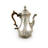 A Victorian regimental silver coffee pot, by Aldewinckle and Slater, London 1880. baluster form,