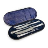 A five-piece late-Victorian silver King's Husk pattern carving set, by The Harrison Brothers,