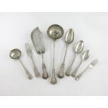 A collection of William IV/Victorian silver King's Hourglass pattern flatware, by William Traies,