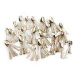 A collection of silver King's pattern flatware, various dates and makers, comprising: a set of six