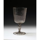 A massive façon de venise goblet or chalice, 17th or 18th century, with generous rounded funnel bowl