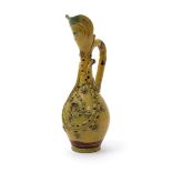 A Canakkale (Turkey) ewer, c.1900, the slender ovoid form applied with three snakes arranged