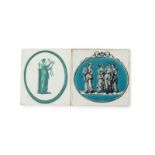 Two Liverpool delftware tiles, c.1775-80, printed in black and enamelled in green, one with the muse