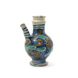 An Italian (Caltagirone) syrup or wet drug jar, c.1700, the small globular body rising to a