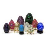 Ten Russian glass Easter eggs, 19th/20th century, one possibly manufactured at the Imperial