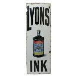 'Lyons Ink' an enamelled metal advertising sign, printed by the Patent Enamel Company Ltd,