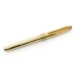 A Mont Blanc Meisterstuck rolled gold fountain pen, with engine turned decoration, 13.5cm. long