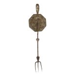 A polished steel toasting fork designed by Ernest Gimson, made by Alfred Bucknell, with