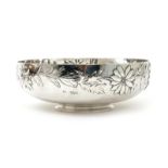 A large Walker & Tolhurst Arts and Crafts silver bowl probably designed by Gilbert Marks, shallow