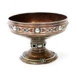 A rare Arts and Crafts copper and white metal footed chalice bowl by William Hair Haseler, model
