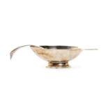 A Christofle Gallia electroplated Swan sauce boat and ladle designed by Christian Fjerdingstad,