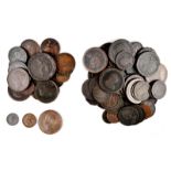 A collection of British copper and bronze coins, including: Victoria, penny, 1855, ornamental