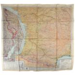 Two Second World War air crew silk escape maps: Sheet A (France/Belgium/Holland), and Sheet C (