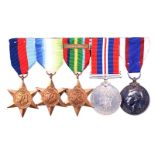 Five Medal to Marine A.E. Dean, Royal Fleet Reserve: 1939-45 Star, Atlantic Star, Pacific Star