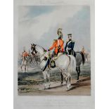 Ten coloured prints of military subjects, including: 'South Salopian', from 'Forres Yeomanry