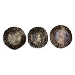 Ireland, James I, three silver shillings: first coinage (1603-04), first bust, mm. bell (S6512),
