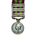 An India Medal 1895-1902 to Private A.W. Pickersgill, Northamptonshire Regiment, 3 clasps:Punjab