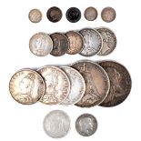 A collection of silver coins, Victoria and Edward VII, comprising: crown, 1887, near very fine;